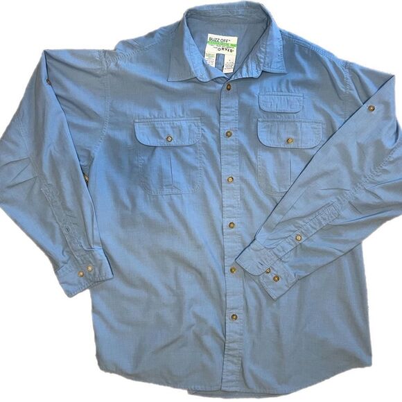 Orvis Buzz Off Insect Repellent Fishing Shirt. Blue. Size Large. Good Condition - Picture 1 of 11